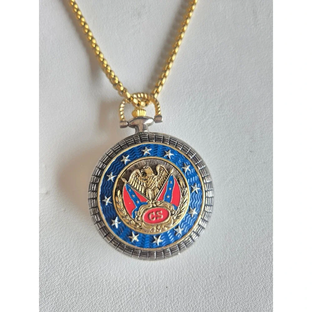 Civil War Library General Robert E. Lee Pocket Watch Pendant Necklace Military